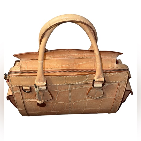 Vintage Dooney & Bourke Peach Medium Side Pocket Satchel Hand Bag Made In Italy - Picture 8 of 15